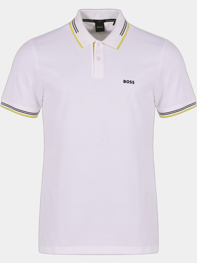 BOSS Paul Halbarm Polo weiß