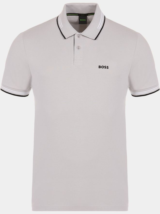 BOSS Paul Halbarm Polo hellgrau