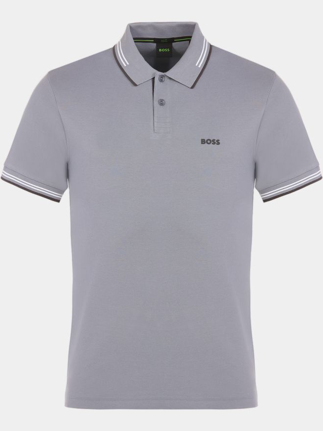 BOSS Paul Halbarm Polo grau