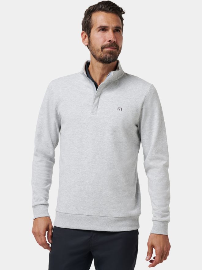 TravisMathew CLOUD QUARTER ZIP 2.0 Shirt Sweatshirt hellgrau