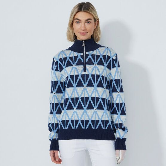 Daily Sports ARGYLE Half Neck Pullover Lining Windstopp Strick navy
