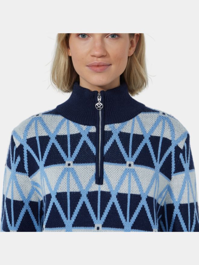 Daily Sports ARGYLE Half Neck Pullover Lining Windstopp Strick navy