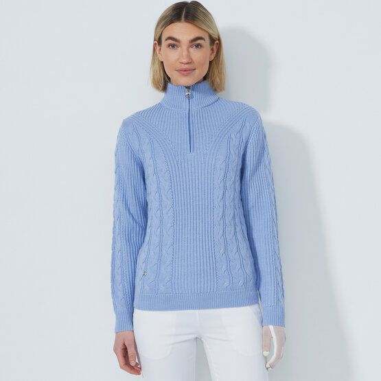 Daily Sports CABLE LS Pullover Lining Windstopp Strick hellblau