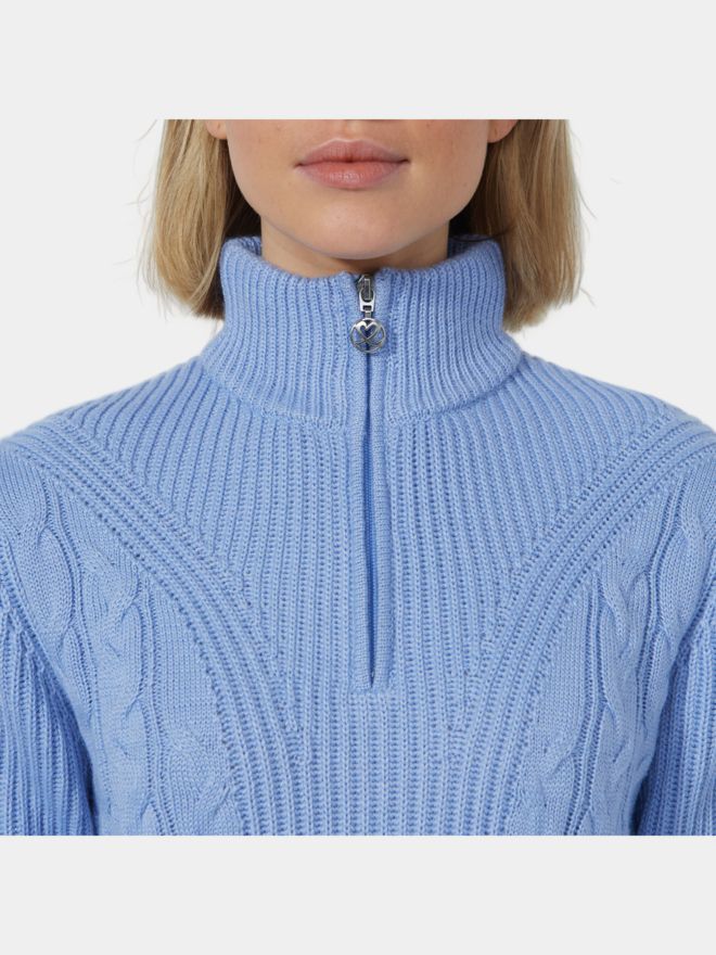 Daily Sports CABLE LS Pullover Lining Windstopp Strick hellblau