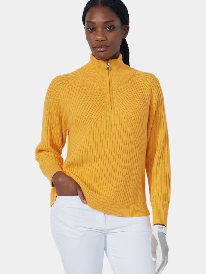 Daily Sports HUDSON LS Pullover Unlined Stehkragen Strick gelb