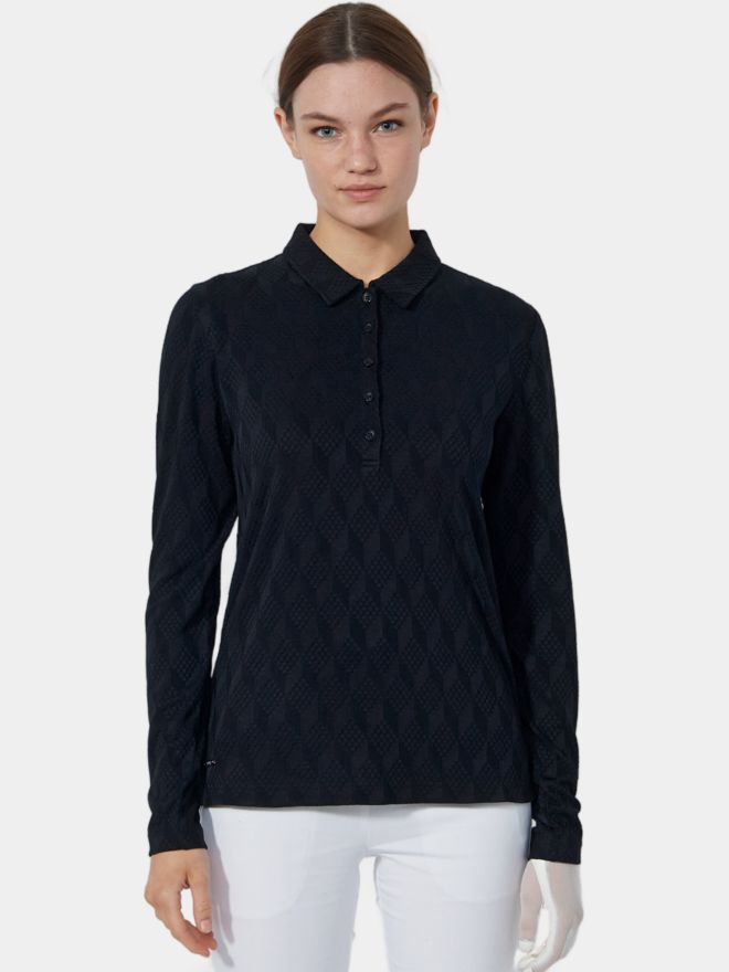 Daily Sports GRAPHIC Jaquard Langarm Polo schwarz