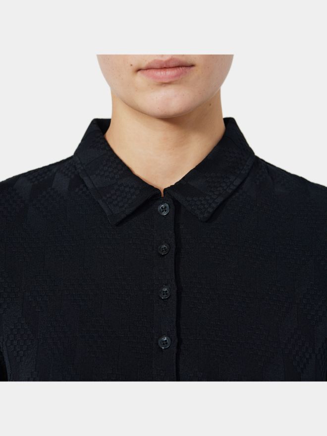 Daily Sports GRAPHIC Jaquard Langarm Polo schwarz