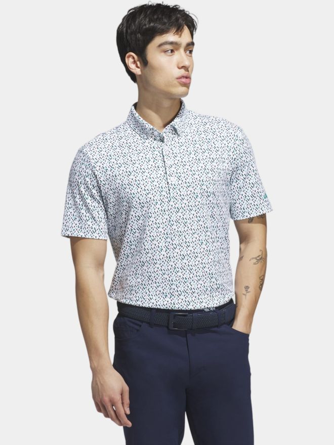 adidas ULTIMATE365 MICRO ARGYLE Halbarm Polo hellgrün