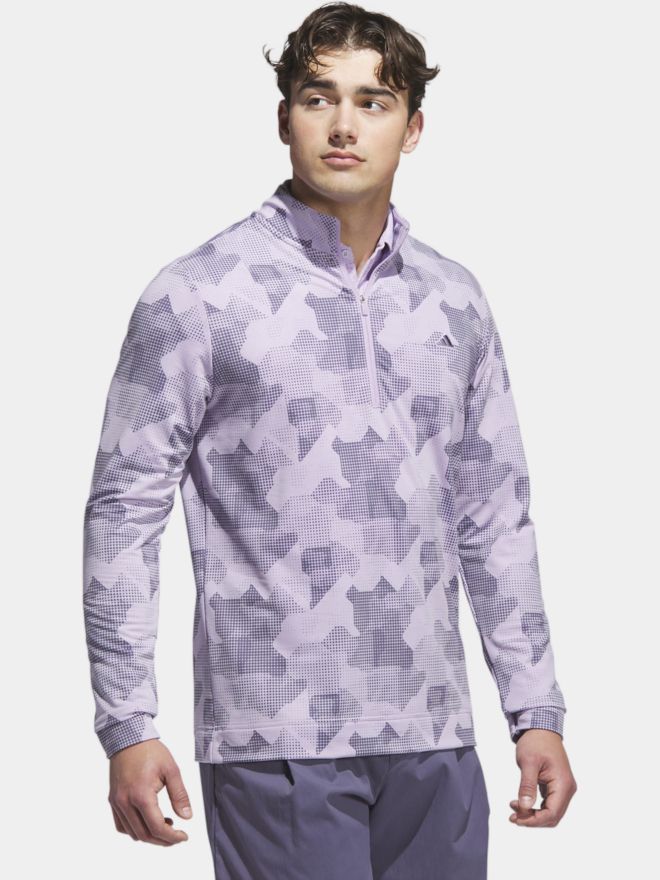 adidas GO-TO PRINT 1/4 ZIP Stretch Midlayer fialová