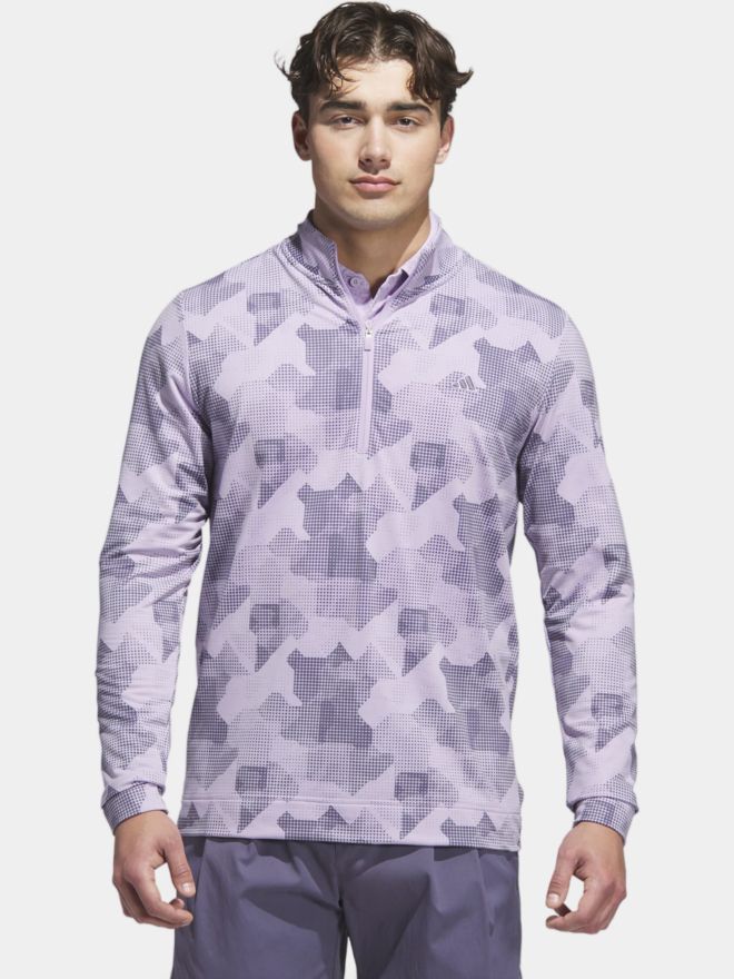 adidas GO-TO PRINT 1/4 ZIP Stretch Midlayer fialová