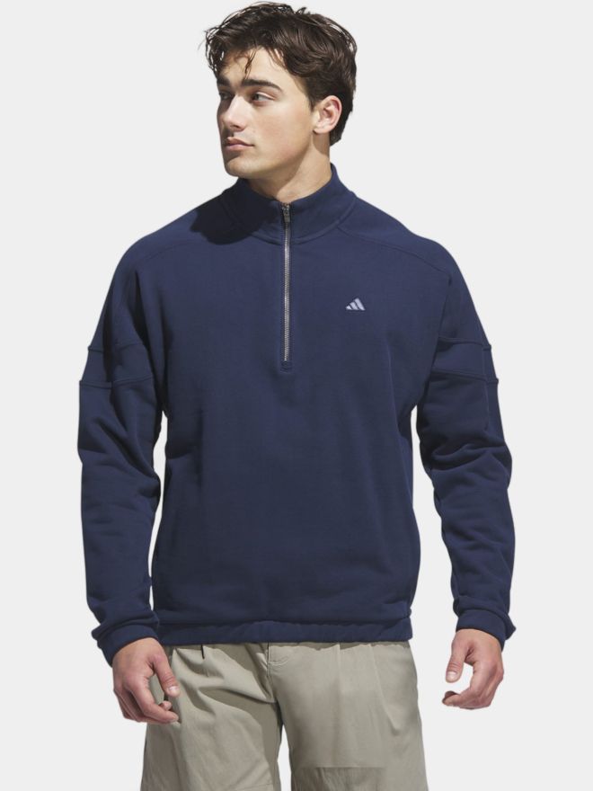 adidas GO-TO HYBRID QUARTER-ZIP PULLOVER Stretch Midlayer navy