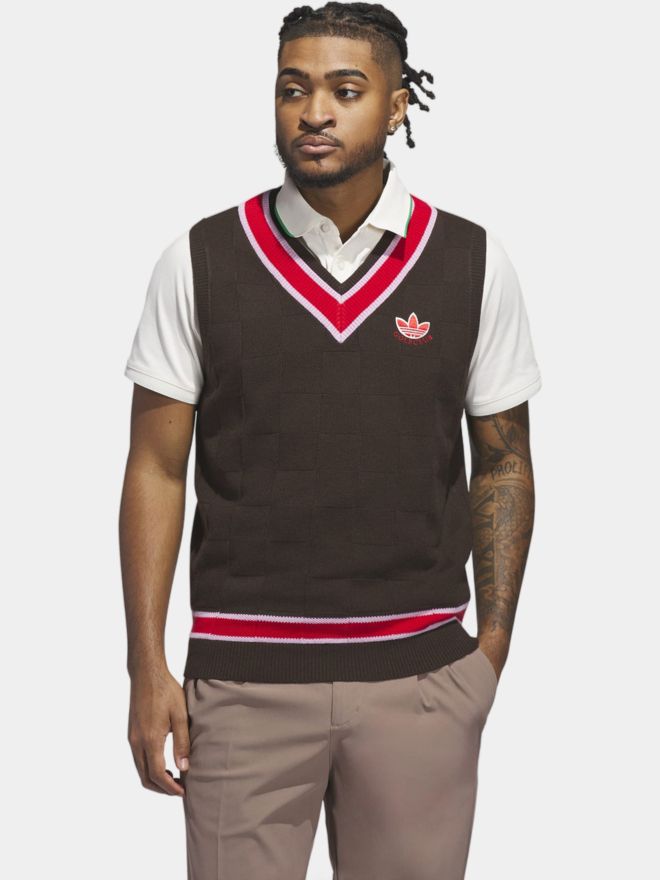 adidas Golf Originals MR Knit Vest Pullunder Strick dunkelbraun