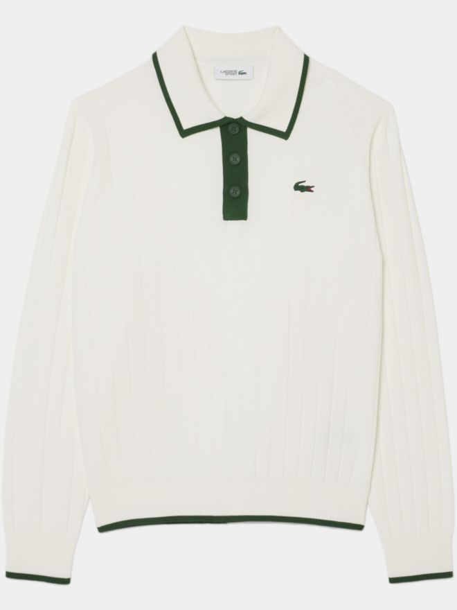 Lacoste Polokošile s dlouhým rukávem bílá