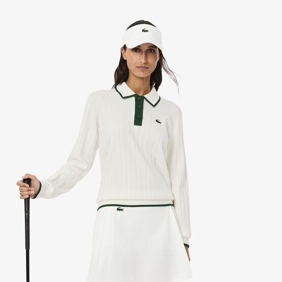 Lacoste Langarm Polo weiß