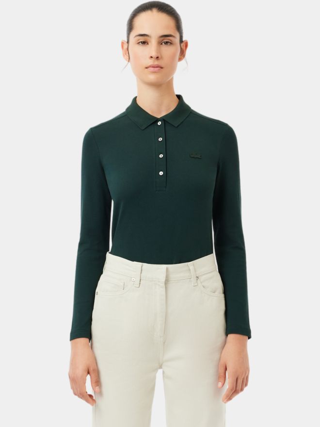 Lacoste Polokošile s dlouhým rukávem tmavě zelená