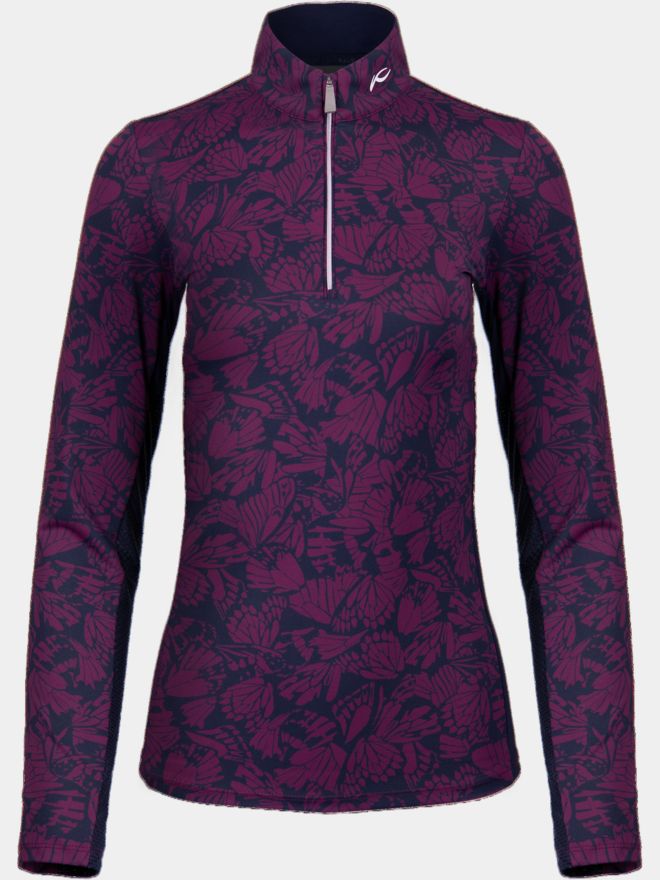 Kjus Sunshine Printed HZ Stretch Unterzieher bordeaux