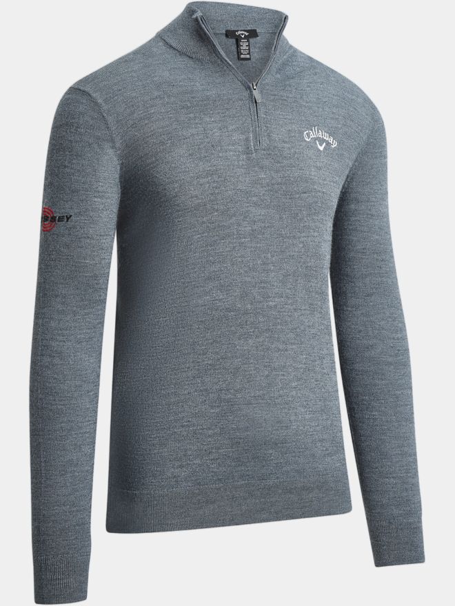 Callaway 1/4 BLENDED MERINO SWEATER Troyer Strick grau melange
