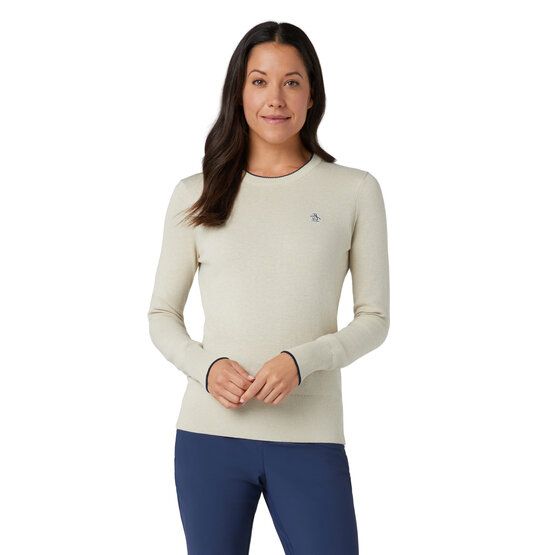 Penguin LS SOLID FLORAL SWEATER WITH TIPPING SVETR béžová