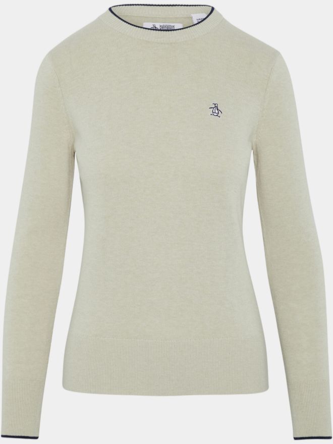 Penguin LS SOLID FLORAL SWEATER WITH TIPPING SVETR béžová