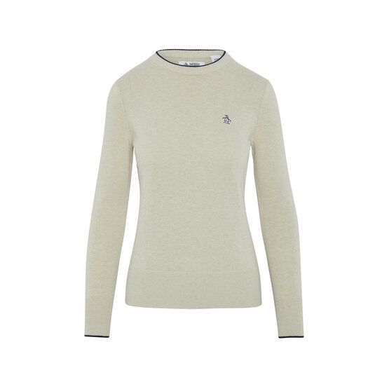 Penguin LS SOLID FLORAL SWEATER WITH TIPPING SVETR béžová
