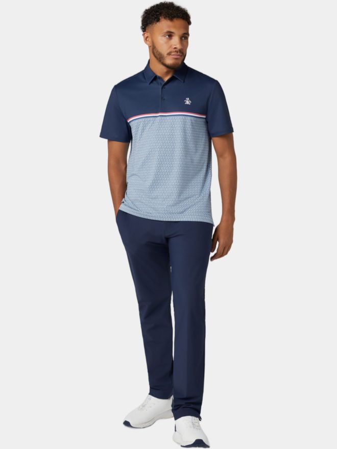 Penguin Engineered P Color Block Print Halbarm Polo grau