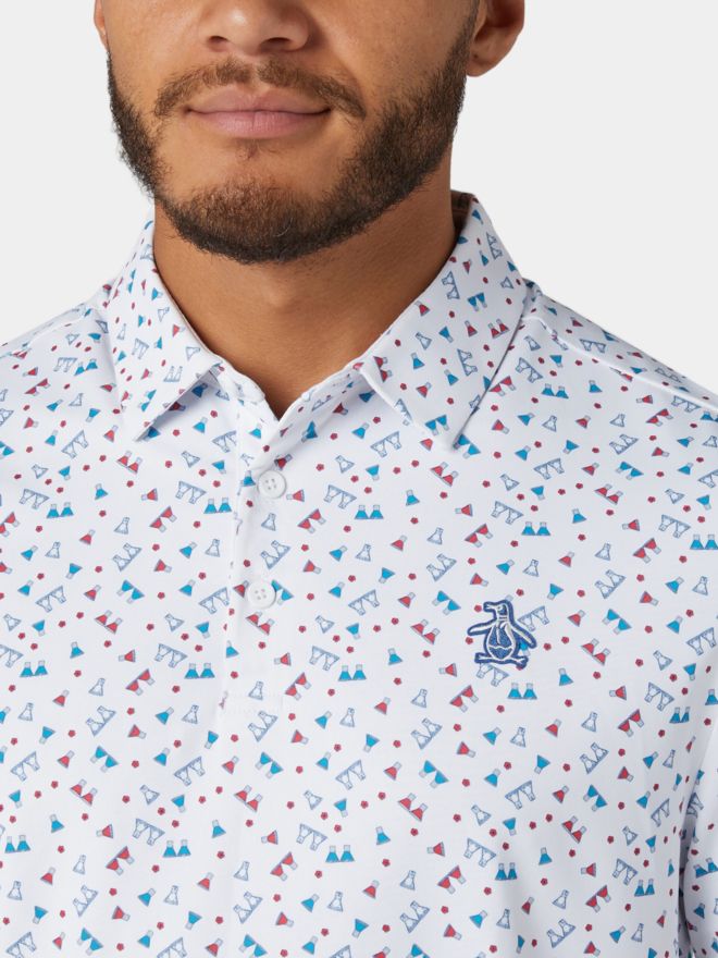Penguin 19th Hole Sake-Tini Novelty Print Halbarm Polo weiß
