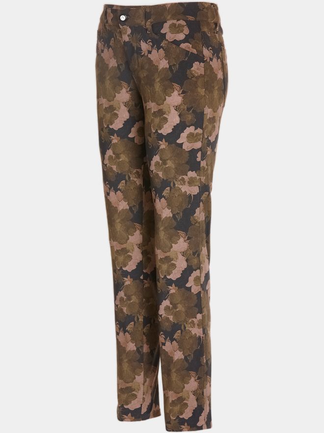 Alberto JANA - Flower Print lang Hose oliv
