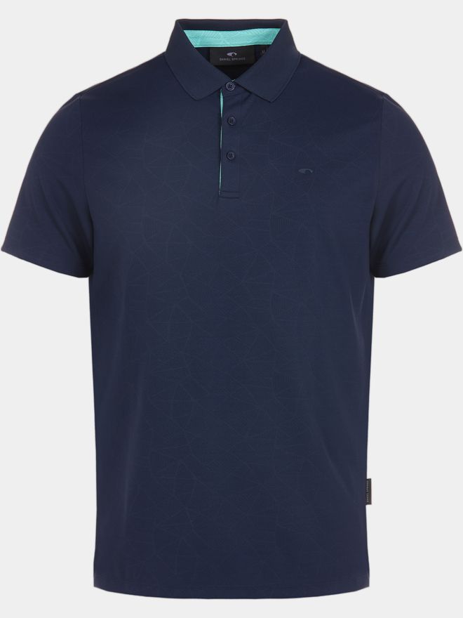 Daniel Springs Nylon-Jacquard Halbarm Polo navy
