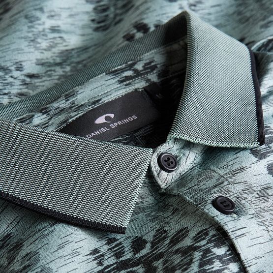 Daniel Springs Jacquard Halbarm Polo petrol