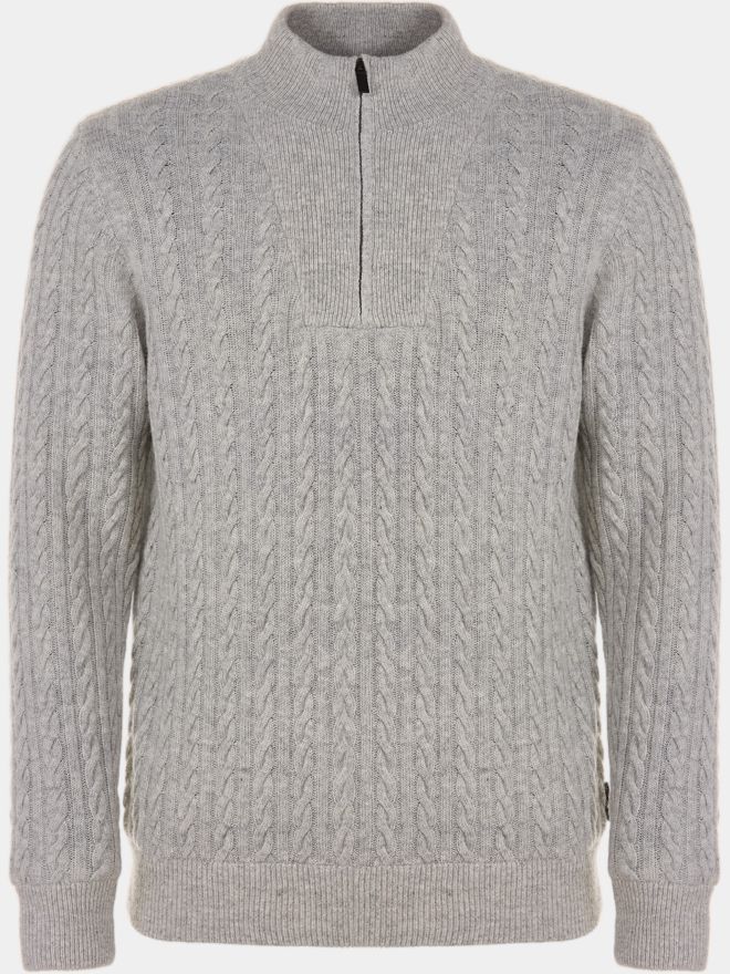 Daniel Springs Troyer Windstopp Strick hellgrau melange