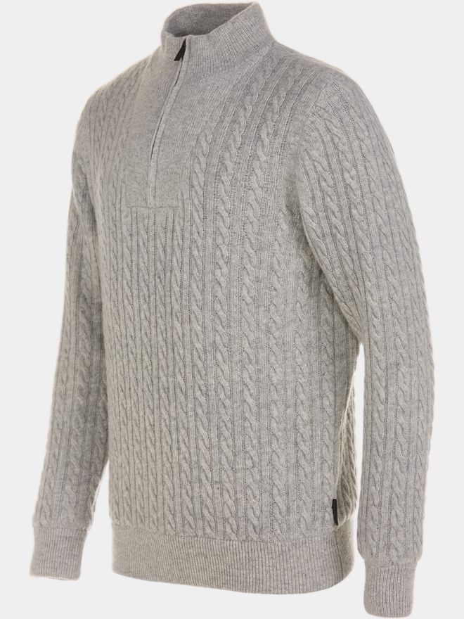 Daniel Springs Troyer Windstopp Strick hellgrau melange