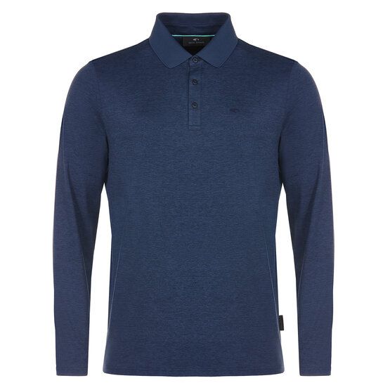 Daniel Springs  Melange thermal long sleeve polo navy