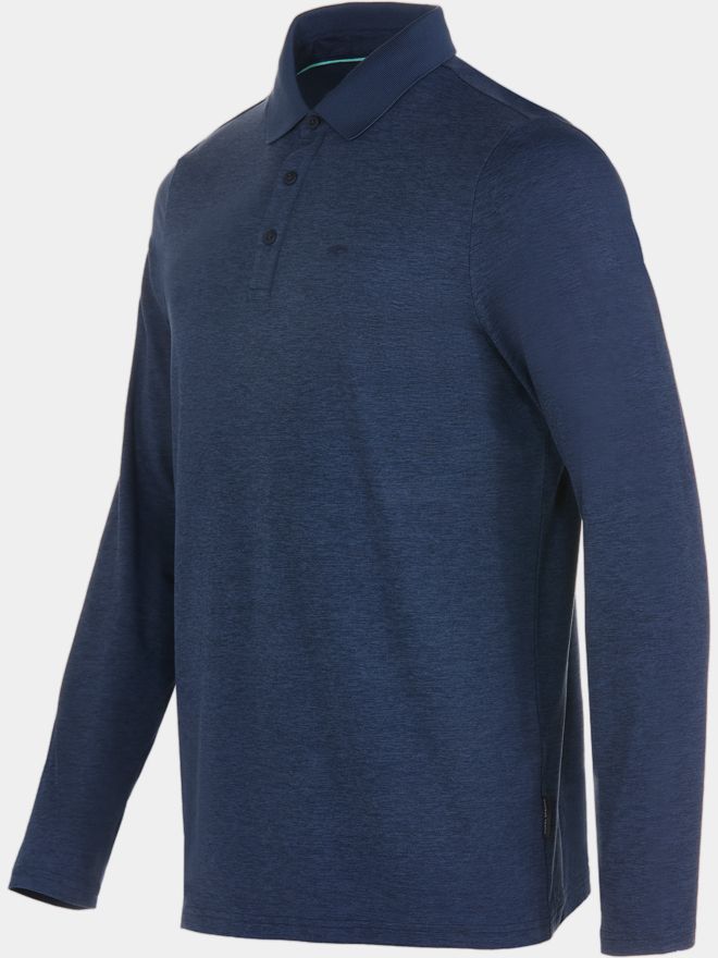 Daniel Springs Melange Thermo Langarm Polo navy