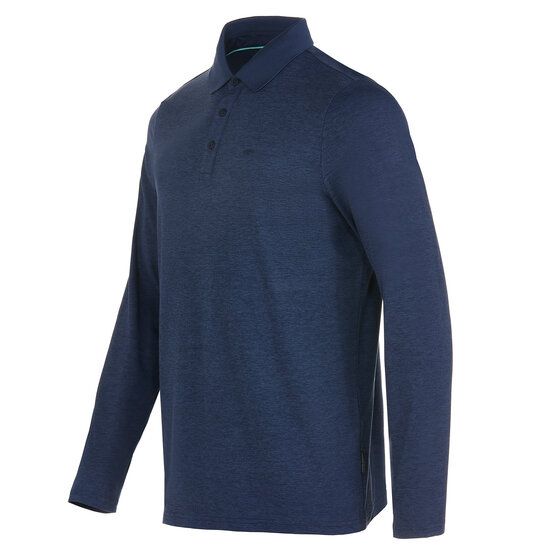 Daniel Springs  Melange thermal long sleeve polo navy