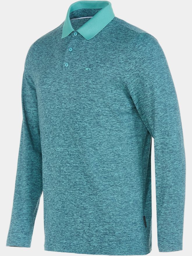 Daniel Springs Melange Thermo Langarm Polo hellgrün