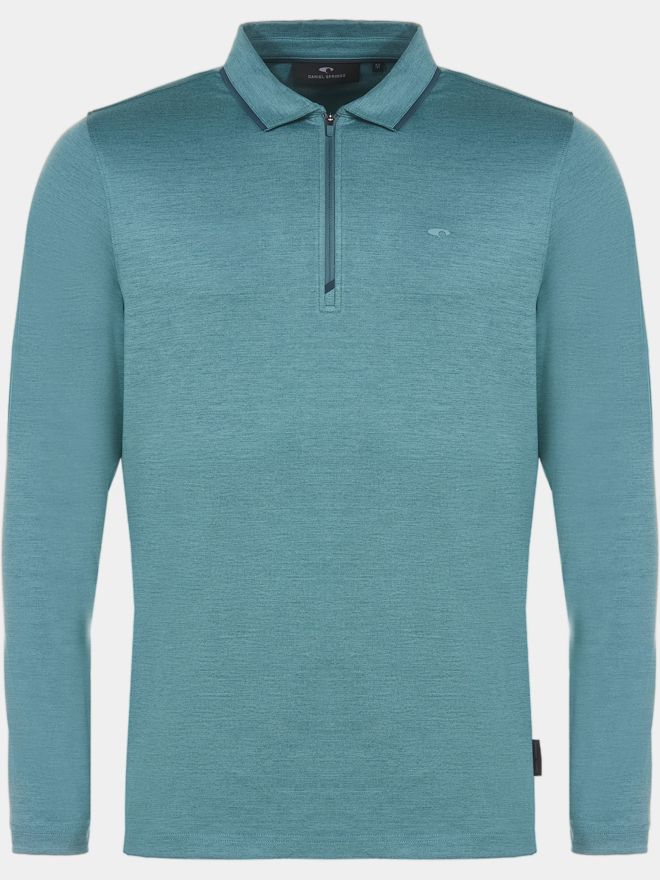 Daniel Springs Melange zip long sleeve polo petrol