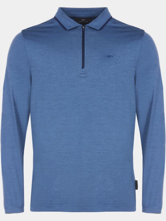 Daniel Springs Melange Zip Langarm Polo denim