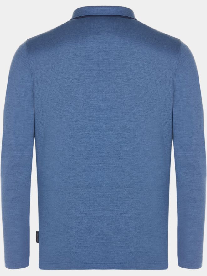 Daniel Springs Melange Zip Langarm Polo denim