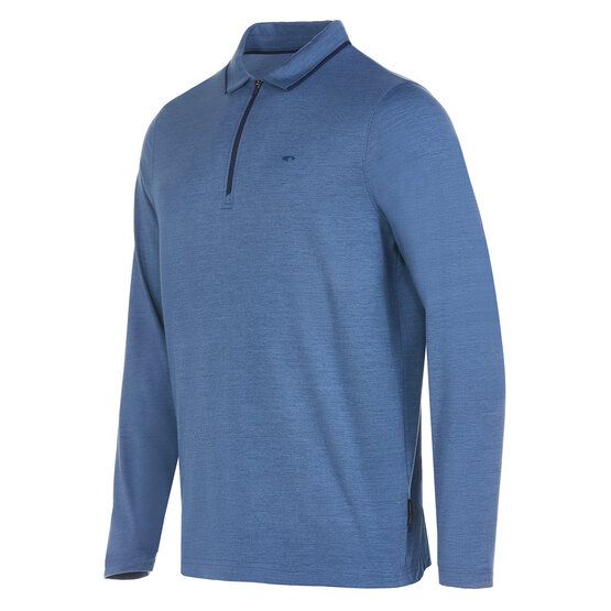Daniel Springs Melange Zip Langarm Polo denim