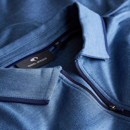 Daniel Springs Melange Zip Langarm Polo denim