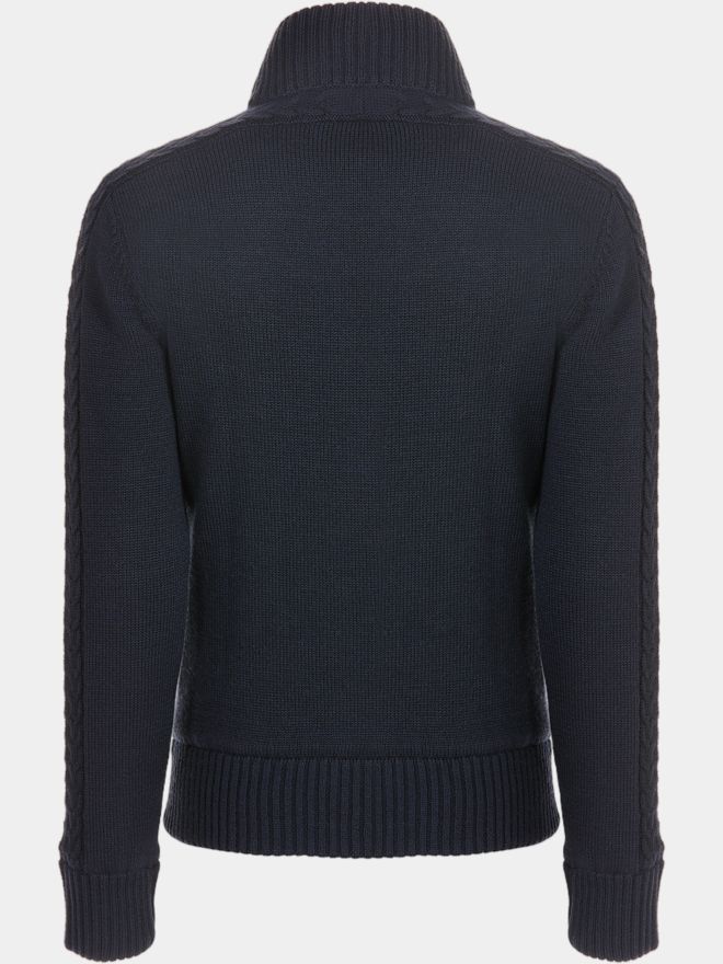 Valiente Jacke Zopf- Windstopp Strick navy