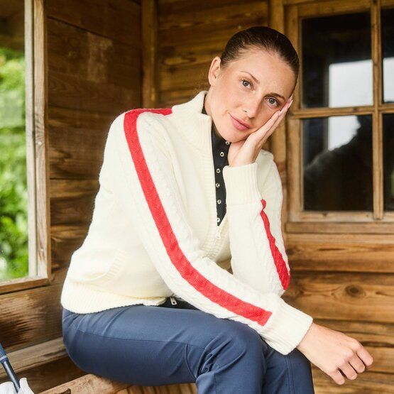 Valiente Jacke Zopf-  Windstopp Strick ecru