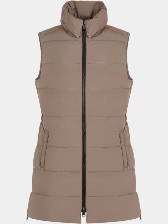 Valiente long quilted thermal vest taupe