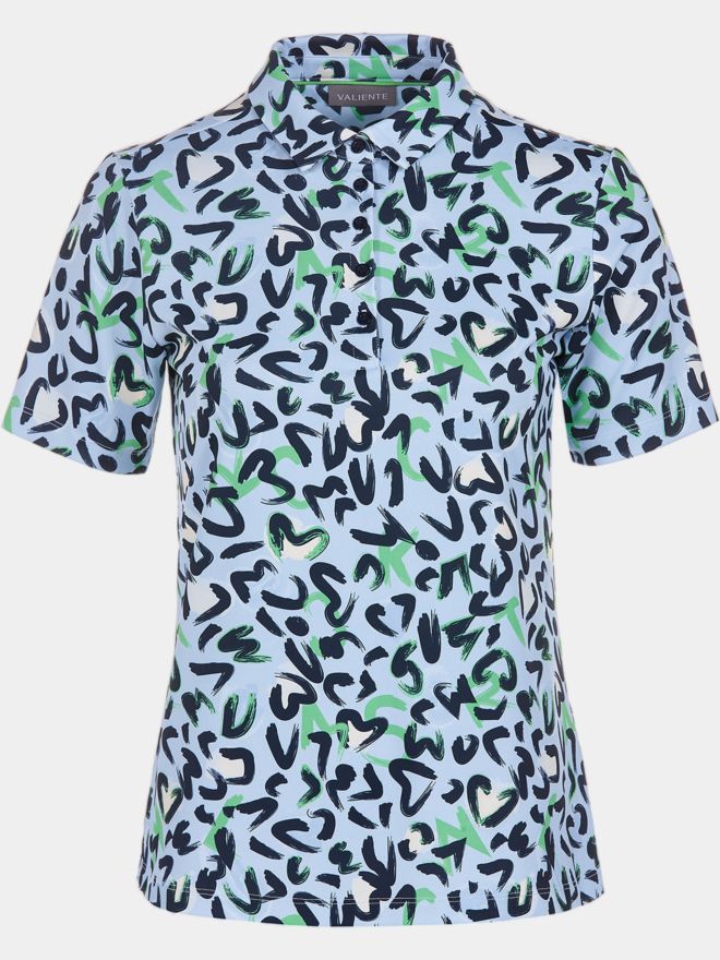 Valiente Druck Fuktions Halbarm Polo blau