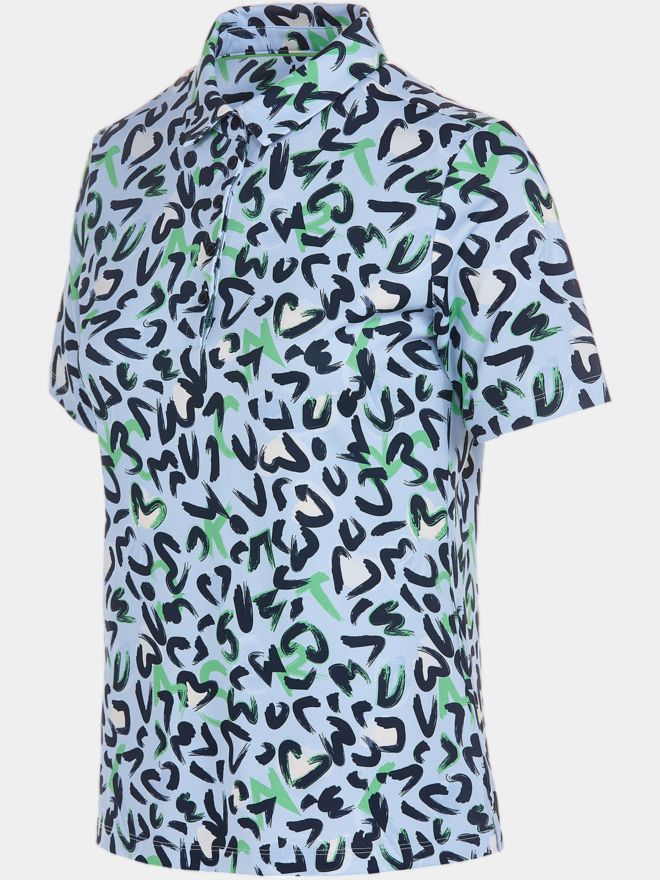 Valiente Druck Fuktions Halbarm Polo blau