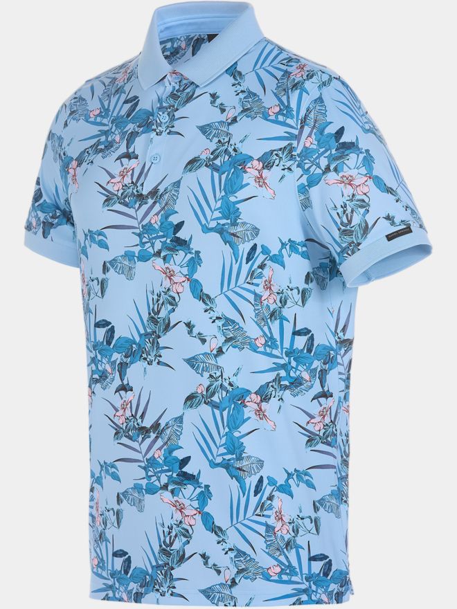 Daniel Springs Druck Funktions Halbarm Polo blau