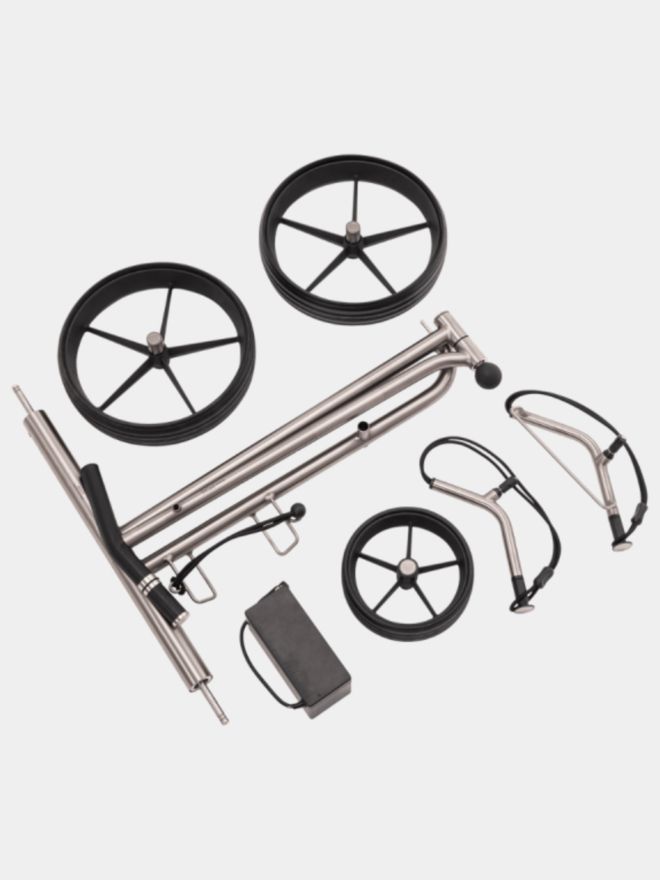 TiCad Voyage Elektrotrolley mit belederter Drehgriffsteuerung silber