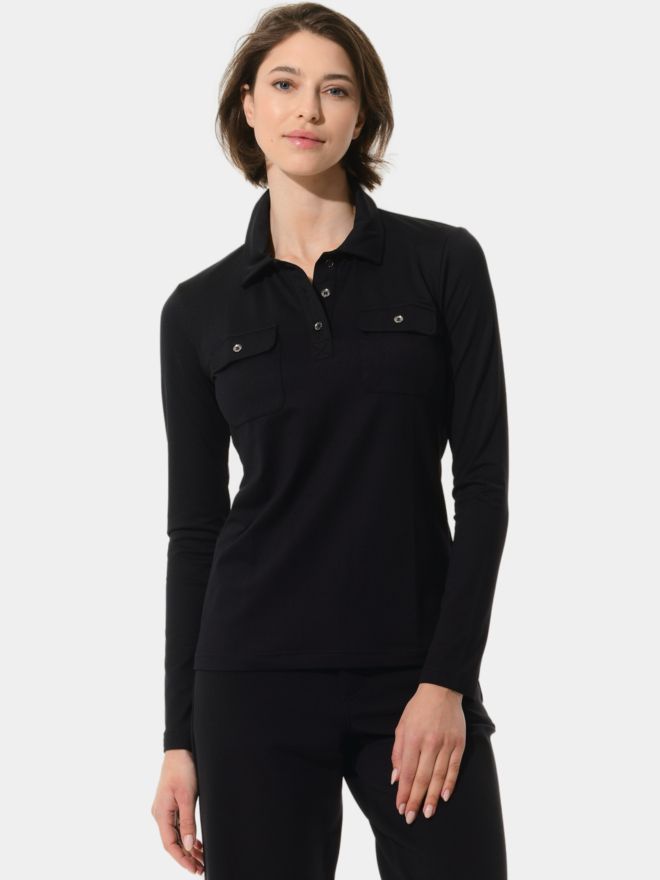 MDC Langarm Polo schwarz