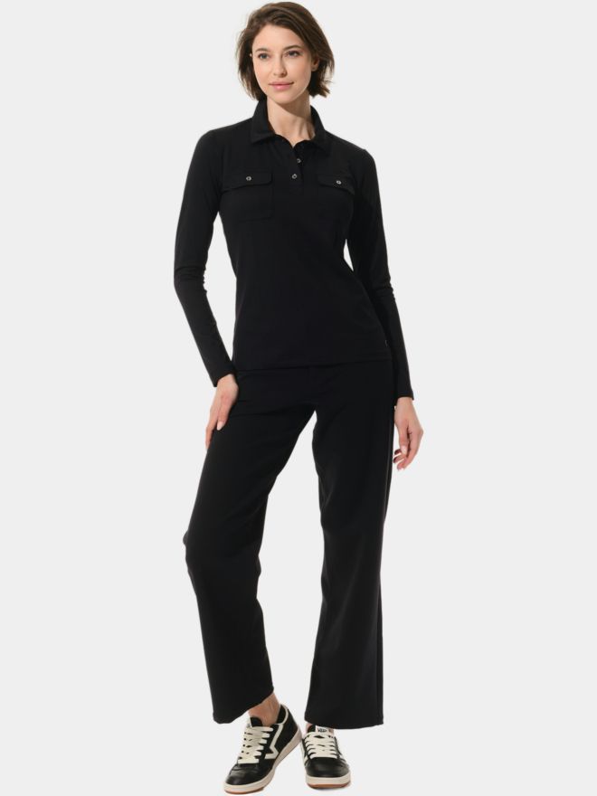 MDC Langarm Polo schwarz