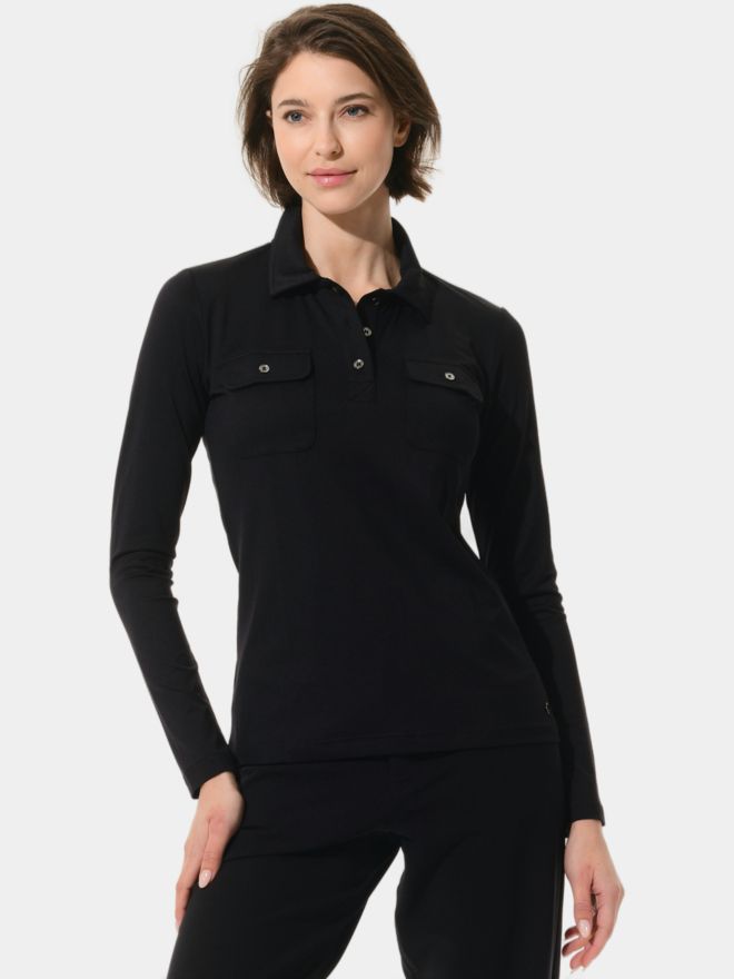 MDC Langarm Polo schwarz